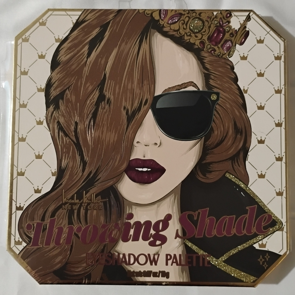 Nicole Miller Throwing Shade Eyeshadow Palette with Gold and Black Accents